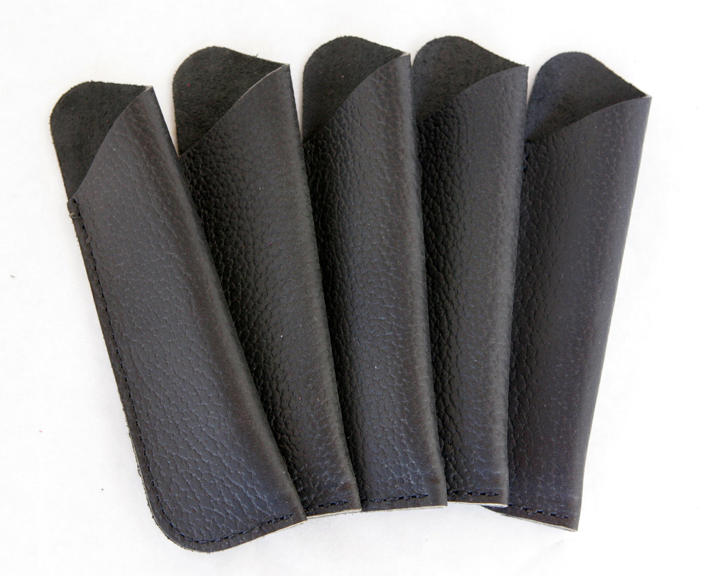 5 Black Genuine Leather Pen Pouches